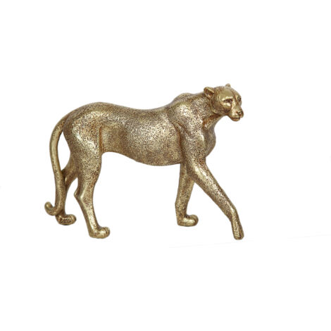 Figurine Léopard en Résine Dorée