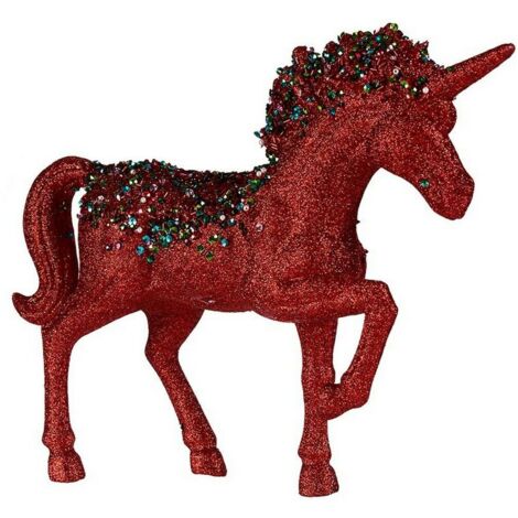 Figurine licorne décorative 9,5 x 31 x 40 cm rouge bleu plastique
