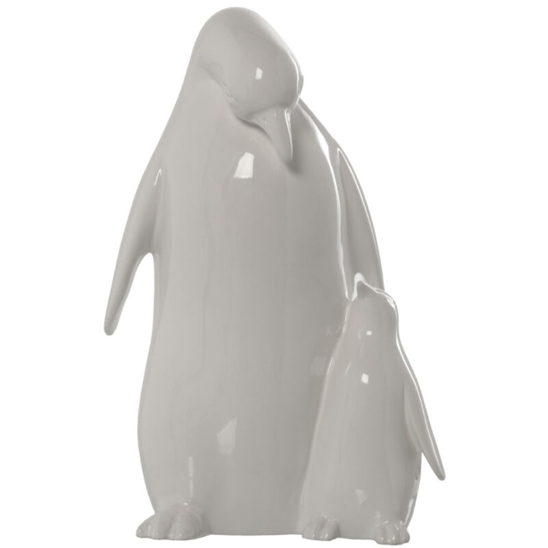 Figurine maman pingouin et son petit 32 cm
