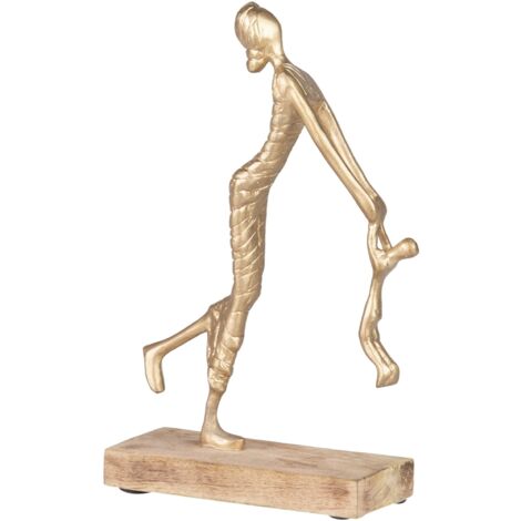 Figurine mère et enfant en aluminium MDF 19 x 8 x 33 cm