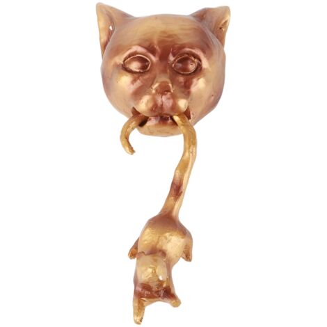 Figurine Murale en Résine Sculpture Chat Attrape Souris Porte-Animaux Décor Intérieur avec Crochet Porte Dimensions 26x11x9 cm