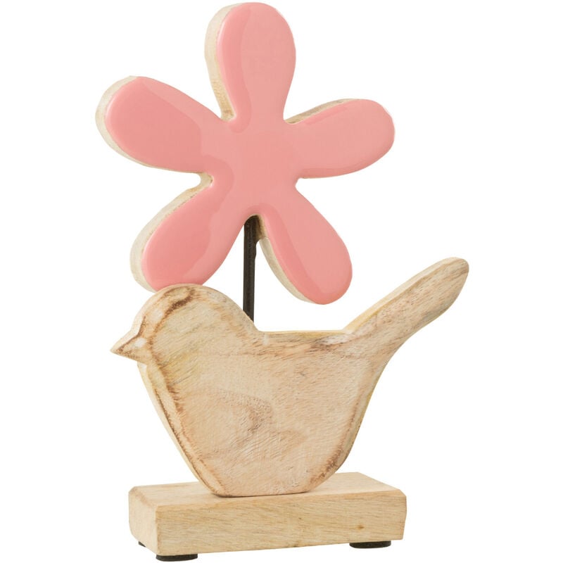 Le Monde Des Animaux - Figurine oiseau et fleur en bois de rose