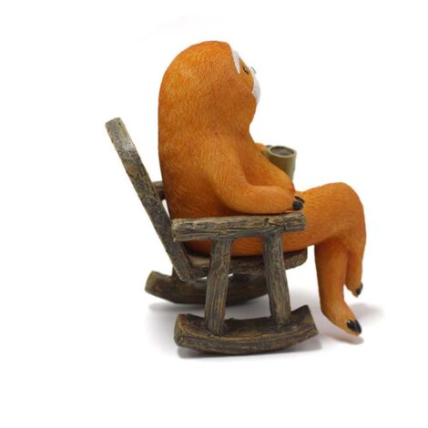 Figurine Paresseux en Résine sur Chaise à Bascule, Sculpture Décorative pour Pot de Fleurs Bureau Jardins Maison Patio, 13 cm Colorée Miniature Unique