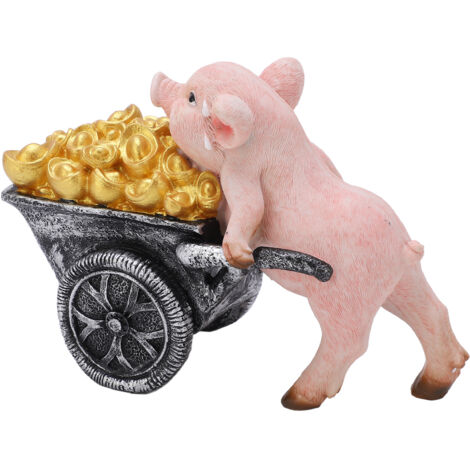 Figurine Porte-Bonheur Cochon en Résine Finement Sculptée - Idée Cadeau Déco Maison ou Bureau