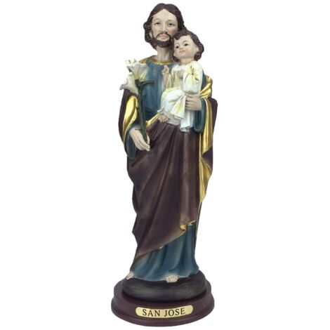Figurine religieuse de Saint Joseph en résine avec détails colorés et finition classique