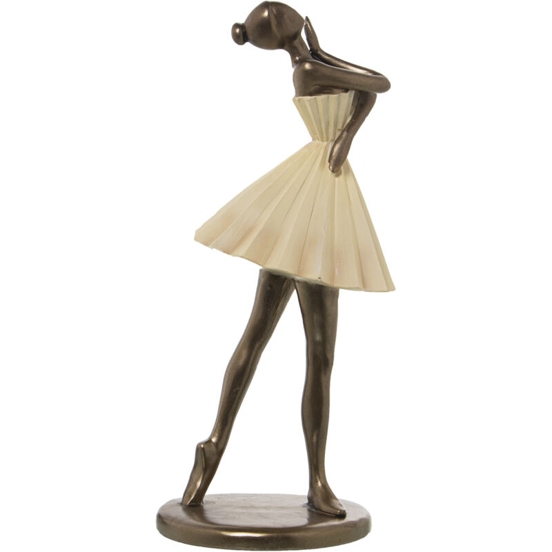 Figurine Résine Danseuse Crème/Or 14X13X30 Cm