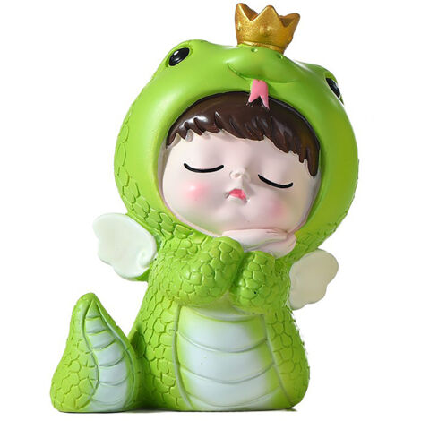 Figurine Résine Miniature Serpent Avec Couronne - (1097 Serpent Baby) Ornement Année Zodiacale Serpent Bébé, Décor Maison/Voiture, Mascotte Charmeur Cadeau