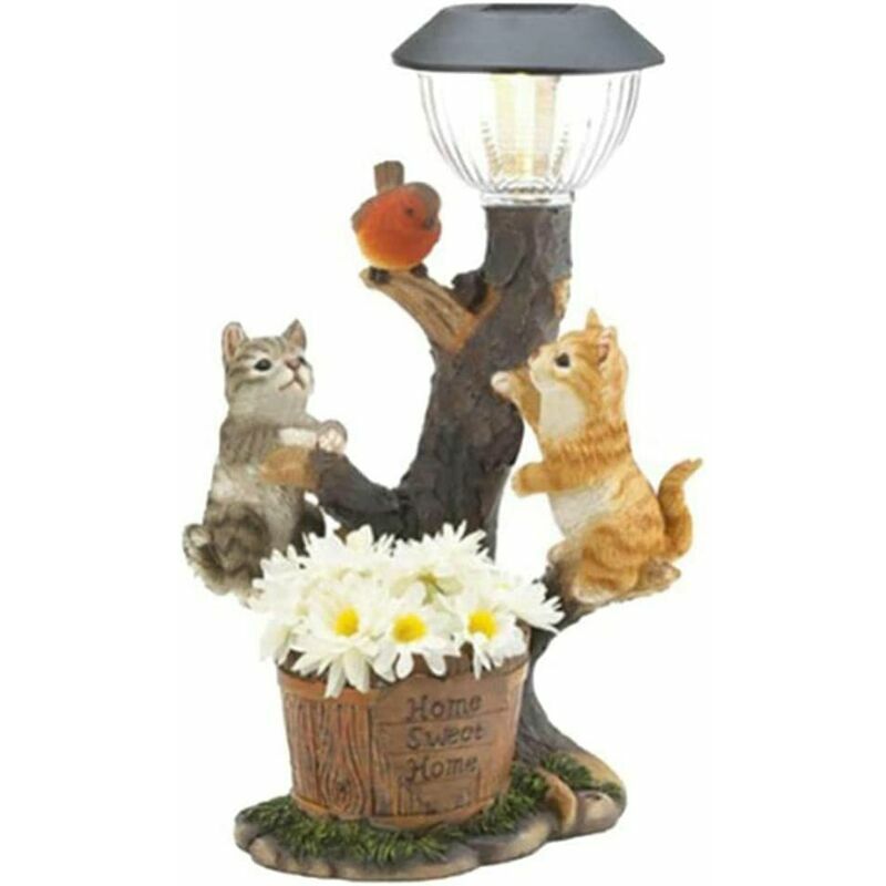 Figurine solaire animaux de jardin, lampe dolar, extérieur, écureuil, statues de jardin en résine pour escalade de jardin, patio, jardinage,