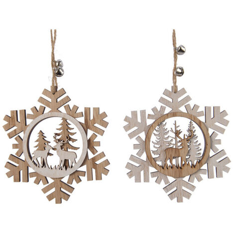 Figurines Bois Noël Assorties Décorations Variées En Bois Pour Sapin - Decoris