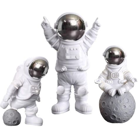 Figurines d'astronautes créatives, style nordique, mystérieuses figurines en plastique argentées, lot de 3.