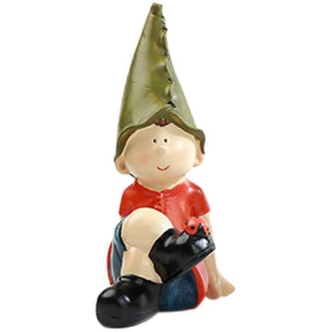Figurines de gnomes de jardin féerique, statues en résine pour patio, pelouse et cour - Lot de 2 décorations paysagères.