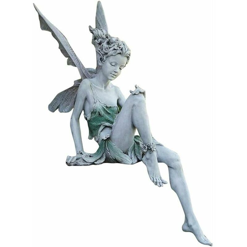 Figurines de Jardin Elfes Assis 22cm Statue d'ange Figurines Jardin Statue de Fée Décoration de Jardin