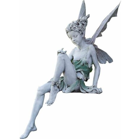 Figurines de Jardin Elfes Assis 22cm Statue d'ange Figurines Jardin Statue de Fée Décoration de Jardin-LIAIKI