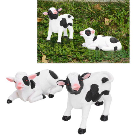 Figurines de jardin miniatures - Sculptures résine 2pcs - Cows décoratifs pour bonsai, jardin et intérieur