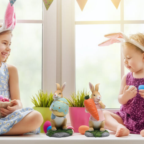 Figurines de lapin Easter décoratives en résine avec carotte