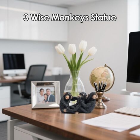 Figurines De Singe - Sculpture Résine Bureau Singes de la Sagesse -