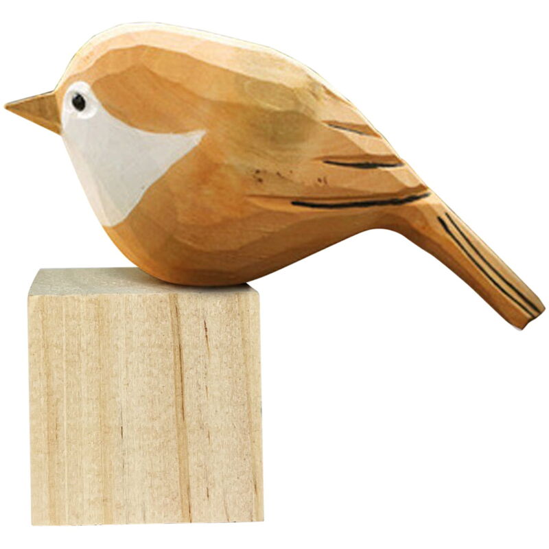 Feiyue - Figurines d'oiseaux Statues en bois peintes sculptées à la main pour la décoration intérieure Sculptures Ornements pour étagère Décoration