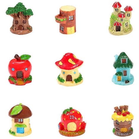 Figurines miniatures de cabanes dans les arbres (9 pièces/ensemble) - Accessoires de décoration pour mini-jardin