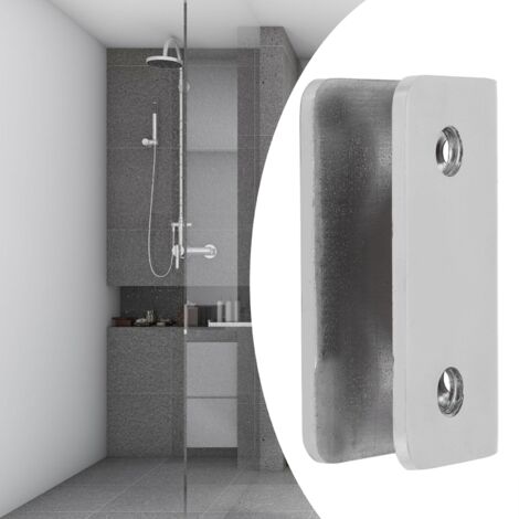 Fijación rectangular para vidrio fabricada en acero inoxidable 304: abrazadera para vidrio para puertas de baño de 8 a 12 mm de espesor con cubierta protectora y material de fijación.
