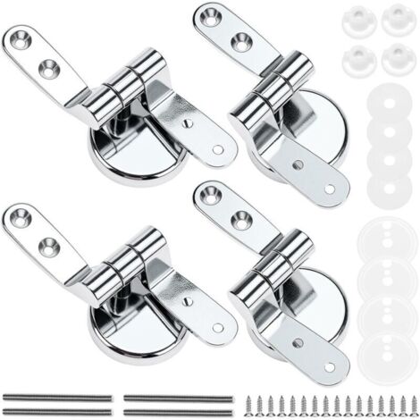 Fijaciones para bisagras de asiento de inodoro, juego de 4 bisagras de repuesto para asiento de inodoro con fijaciones de aleación, bisagra para asiento de inodoro