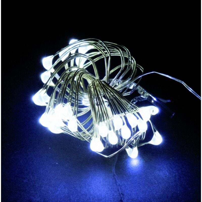 Fil 100 microled blanc froid batterie 5 mètres pour intérieur