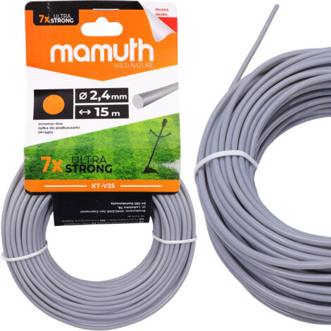 Fil 2,4mm 15m rond débroussailleuse coupe-herbe fil de rechange pour tête de fil MAMUTH