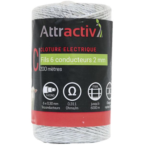 Fil 6 Conducteurs Tricond ø 0,3 Mm Blanc/rouge, Bobine 200m