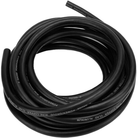 Fil automobile de calibre 1 AWG 25 pieds polyvalent, flexible, installation facile, câble de batterie de terre d'alimentation de voiture CCA pour haut-parleur d'éclairage radio noir