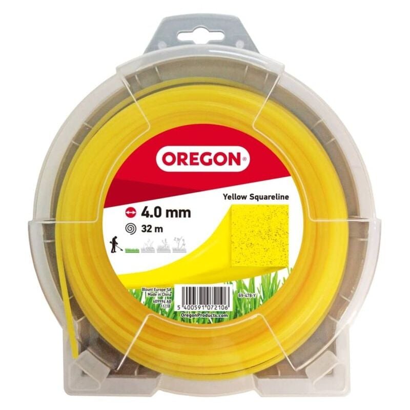 Oregon - Fil débroussailleuse Carré Nylon Jaune ø4.0mm/32m 69-478-Y