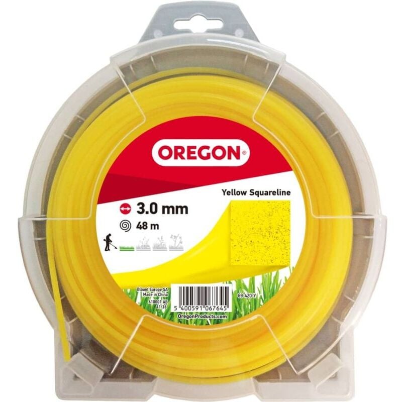 Oregon - Fil débroussailleuse Carré Nylon Jaune ø3.0mm/48m 69-420-Y