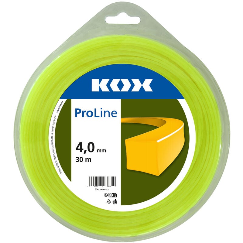 KOX - ProLine Fil carré pour débroussailleuse 4,0 mm de diamètre, 30 m de longueur