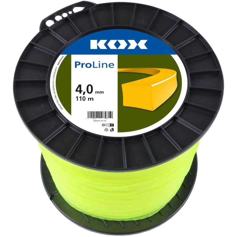 KOX - ProLine Fil carré pour débroussailleuse 4,0 mm de diamètre, 110 m de longueur