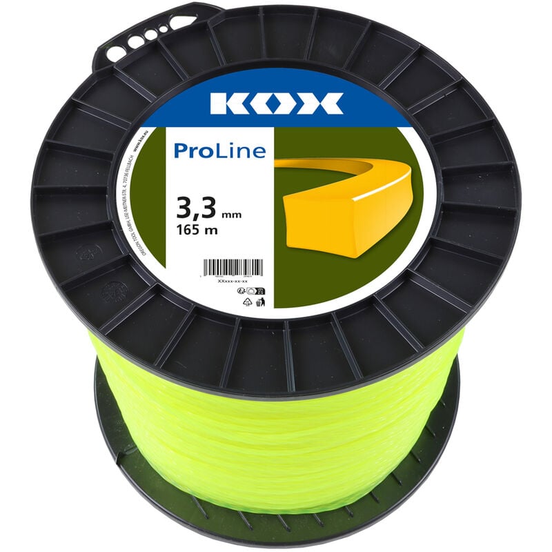 KOX - ProLine Fil carré pour débroussailleuse 3,3 mm de diamètre, 165 m de longueur