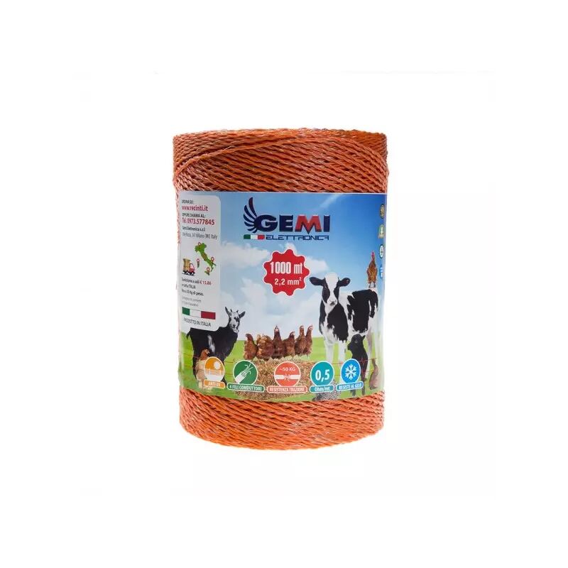 Fil De Cloture Electrique 1000 Mt - 2,2 Mm² Gemi Elettronica Moutons, Porcs, Bovins, Poulets Et Petits Animaux
