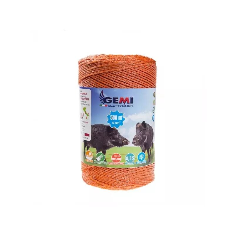 Fil de clôture électrique Clôture Électrifiée 500 mt 6 Mm² Pour Animaux Chevaux Chiens Sangliers Vaches Porcs Poules Gemi Elettronica