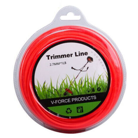 Fil Coupe-Bordure en Nylon Pour Débroussailleuse et Coupe Bordure, Entretien de Jardin et Bricolage, Taille Universelle, Tout Usage, Fil Rond, Bobine 2.7 mm (2.7MM Orange Round 1LB)