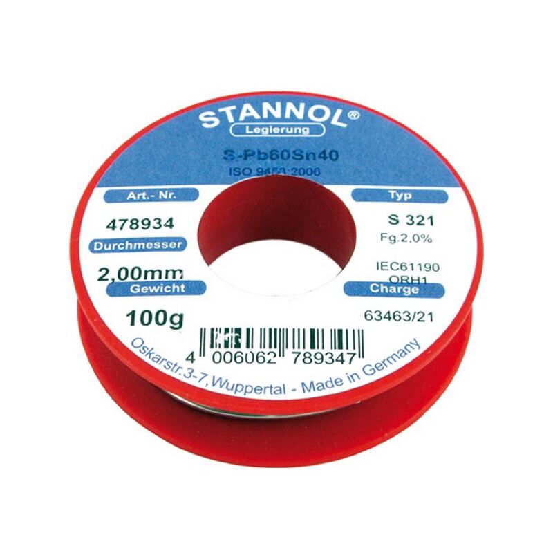 Stannol - Fil d'apport, Modèle : Bobine de 250 g, ø 2,0 mm