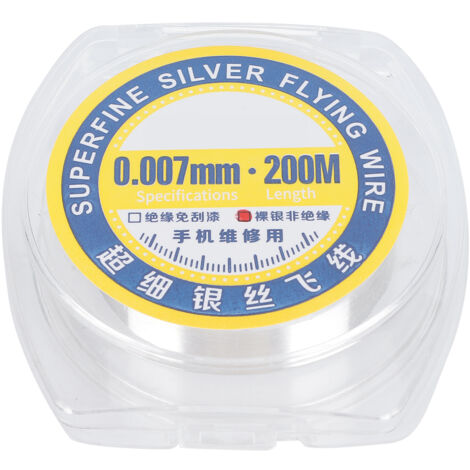 Fil d'Argent pour Soudure de Carte Mère Empreinte Digitale, 0.007mm, 200m, Ultra-Fin