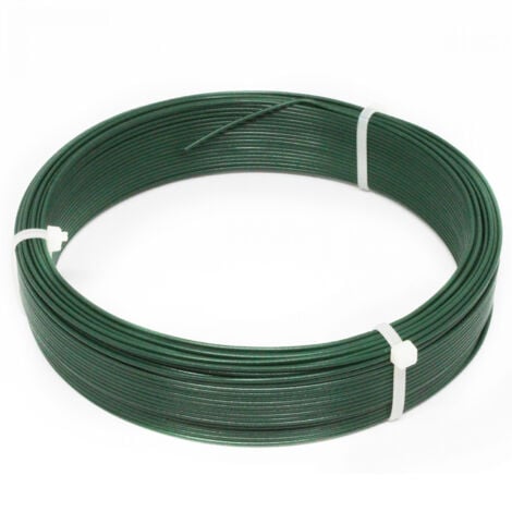 Fil d'attache en acier galvanisé plastifié pour grillage ou autre - 50 m x 1.5mm Ø - Vert - Linxor