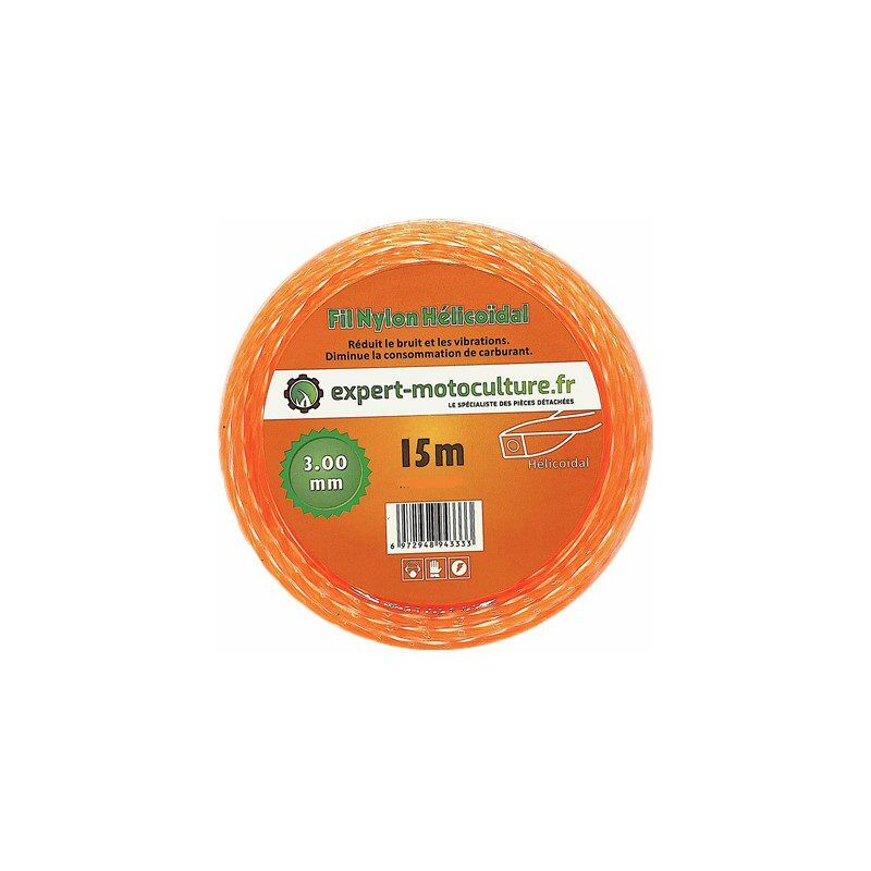 Adaptable - Fil Débroussailleuse Hélicoïdal Silencieux L: 15m, Ø: 3,00mm