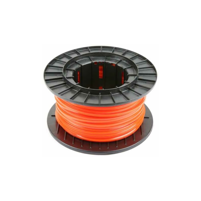 Matijardin - Fil débroussailleuse nylon 4 mm x 50 m carré rouge/orange bobine