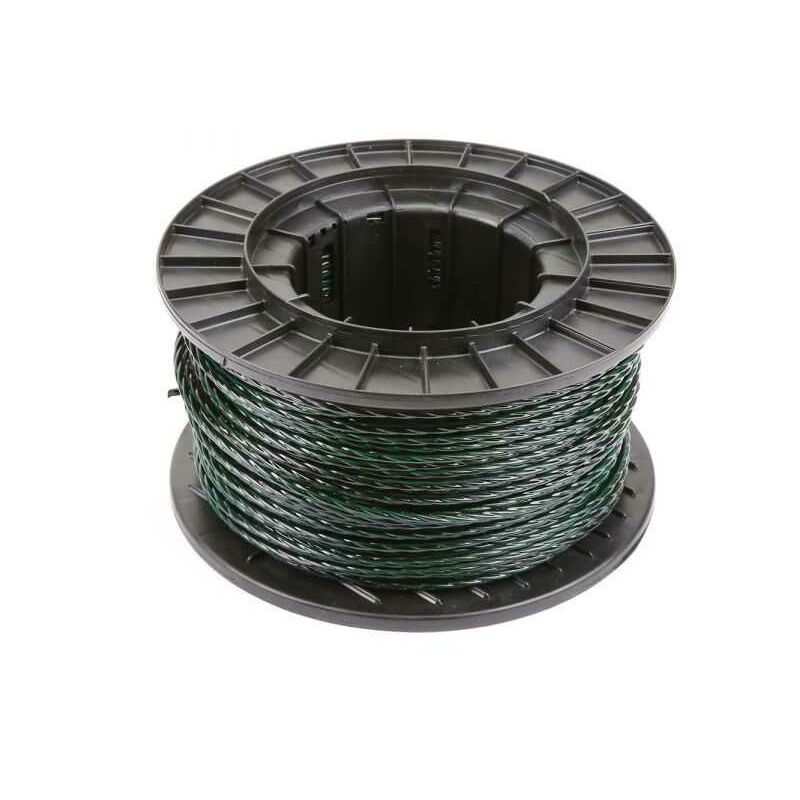 Fil débroussailleuse nylon 4 mm x 92 m. Torsadé vert sapin. Bobine.