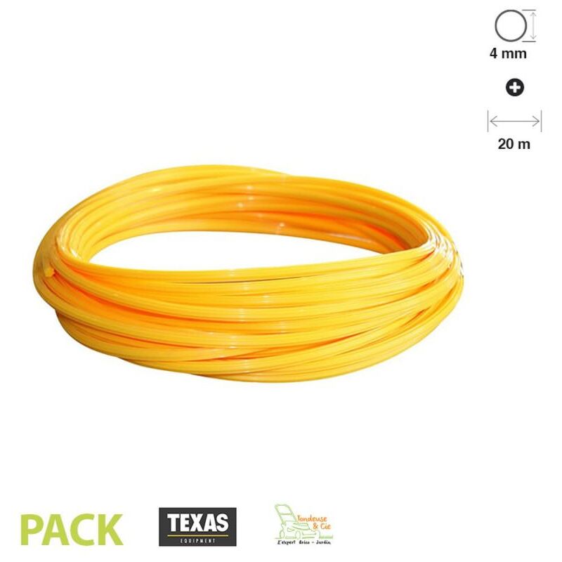 Fil débroussailleuse rond 4 mm ultra-résistant 20 mètres jaune Texas