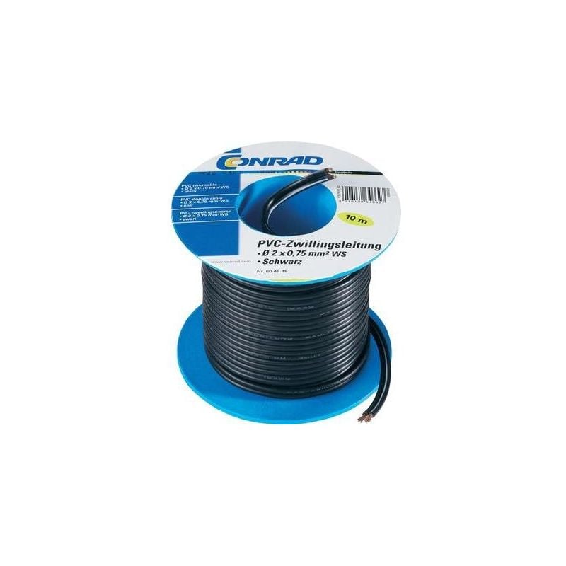 Fil de câblage Tru Components SH1467 1565082 2 x 0.75 MM² noir 10 m