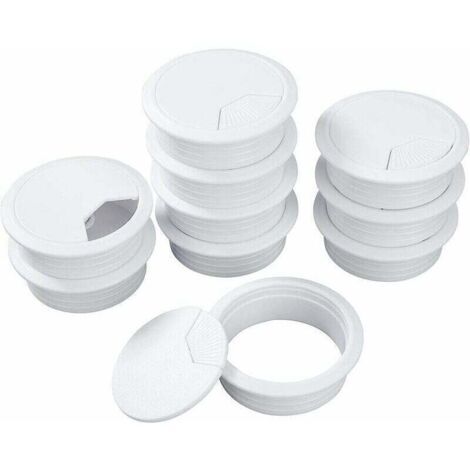 Fil de Câble de Bureau Blanc Passe-Câbles Cordon à Œillets en Plastique pour Ordinateur de Bureau Pc 60mm 10 Pièces,-Versailles