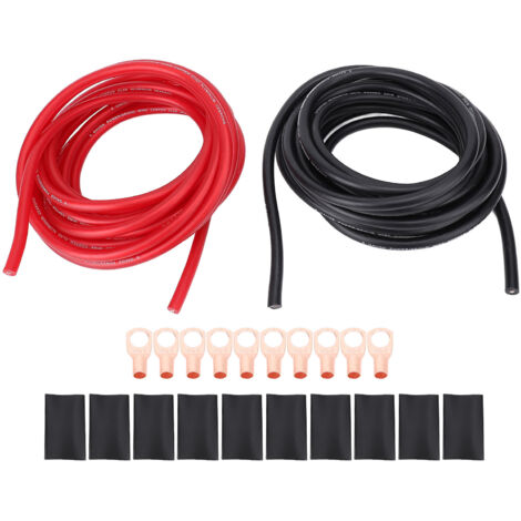 Fil de calibre 8 avec extrémités de câble, Tube thermorétractable, 20 pieds, 8awg, batterie de terre pour alimentation automobile, pour véhicule, camping-car, remorque, bateau, 2 pièces