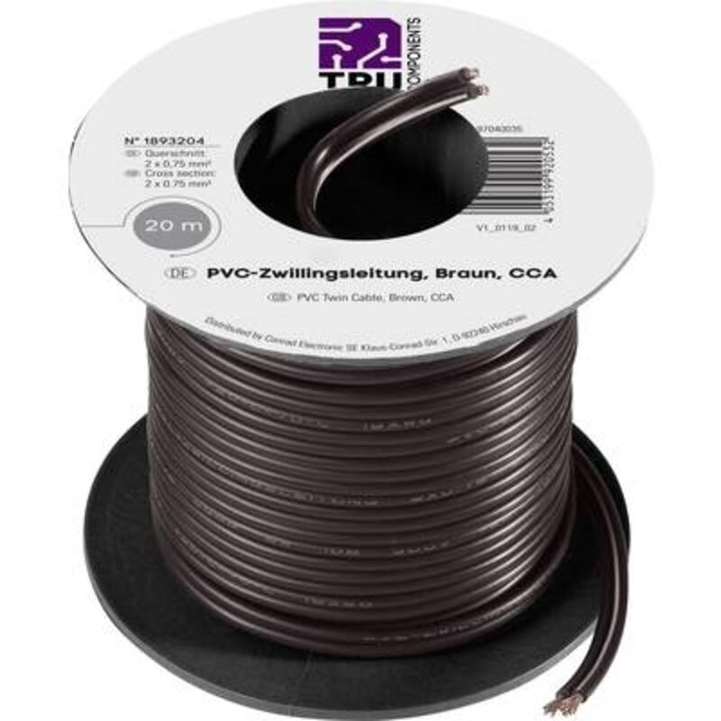 Fil de câblage Tru Components TC-7572816 0.75 MM² marron 20 m