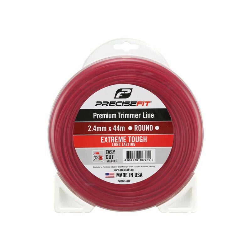 Fil de coupe bordure universel Precisefit nylon 2,4mm - rond - 44m PWFTL2444R - Rouge