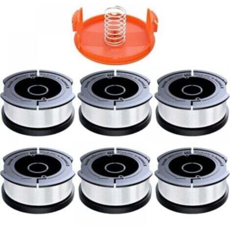 Fil de coupe-bordures pour coupe-bordures Black & Decker, AF-100, 6 bobines, 1 capuchon, 1 ressort