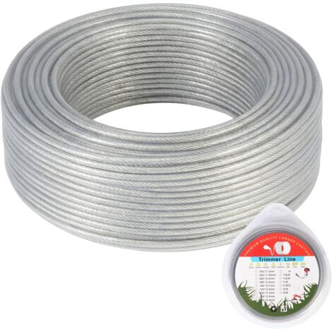 Fil de coupe en acier 2,4 mm x 30 m – Bobine fil pour débroussailleuse et coupe-bordure, accessoire tondeuse à gazon l'élimination des mauvaises herbes l'herbe dans le Mm X M -